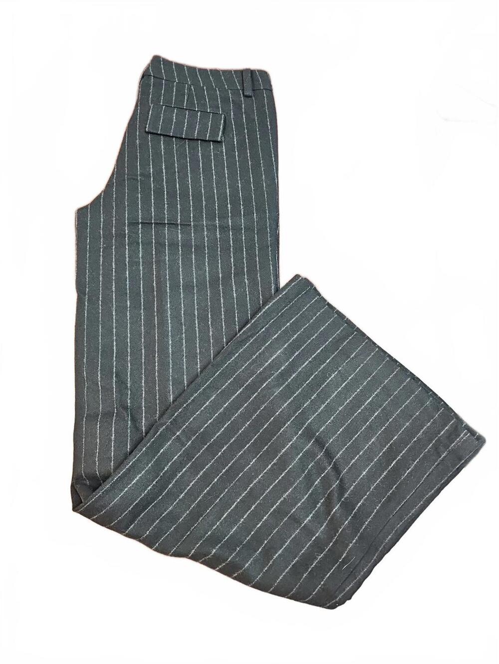 Poleci Anthropologie Gray Pin Striped Wide Leg Wool Pants Womens Size 6 NWT